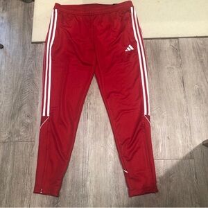 Adidas red and white joggers